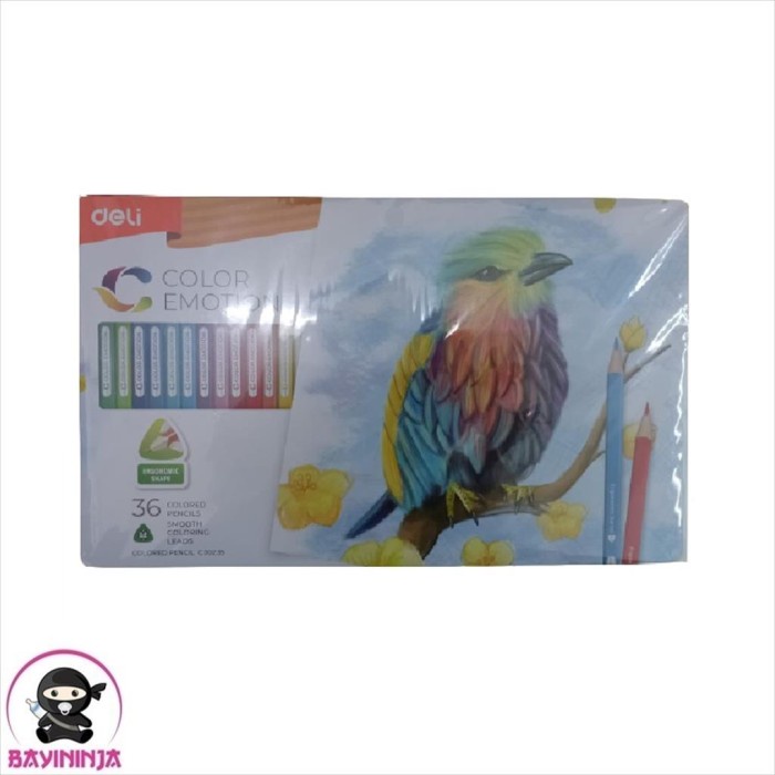 

DELI Triangle Colored Pencil Pensil Warna Metal Box - 36 Color C00235 T-Ninjabayi 01