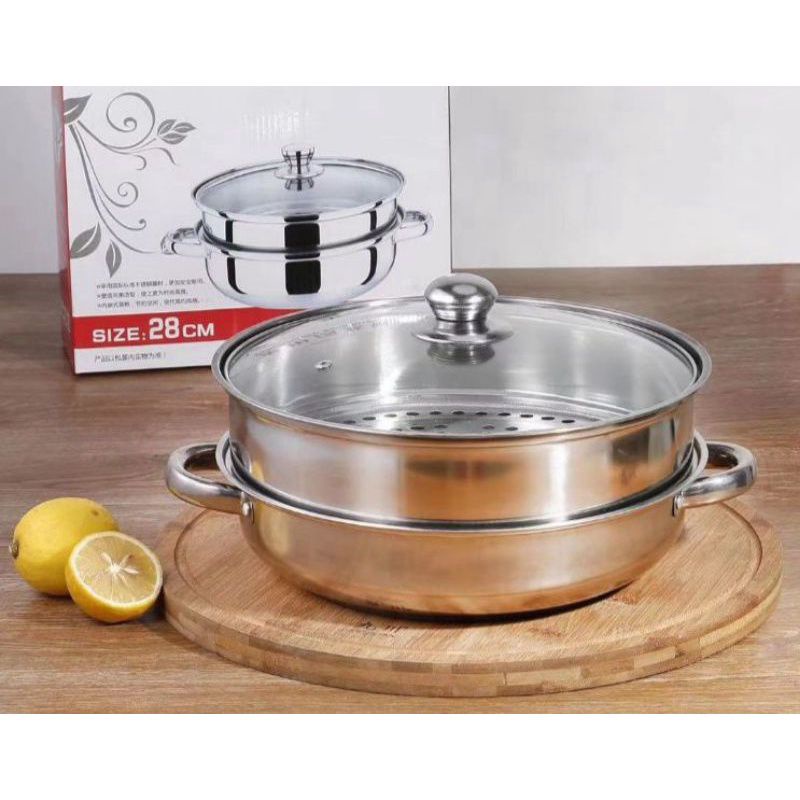 panci kukus, pot steamer , penggorengan dandang kukus stainles 28cm