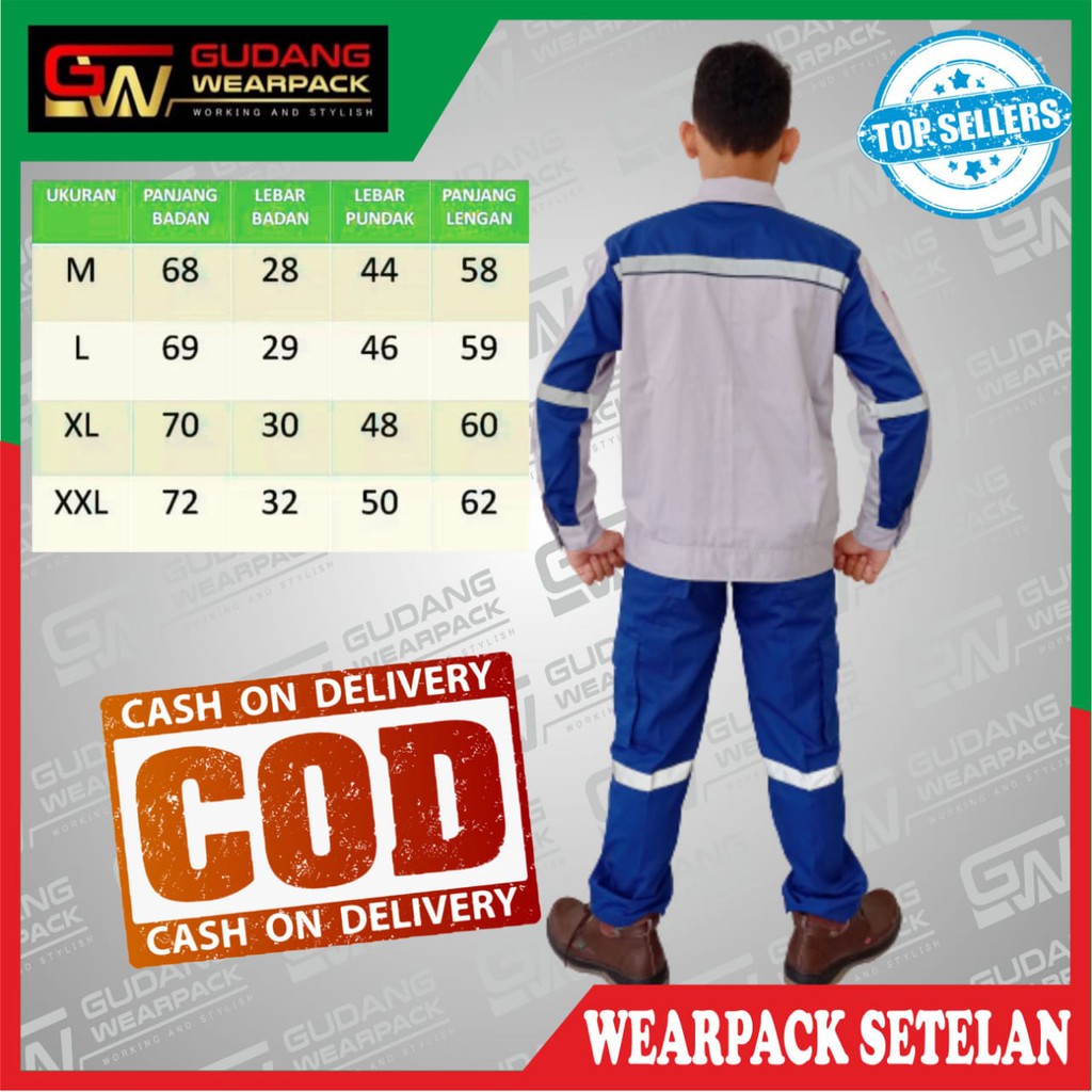 Star Wearpack - Seragam Kerja Lapangan Setelan Baju &amp; Celana Abu Muda Kombinasi Benhur