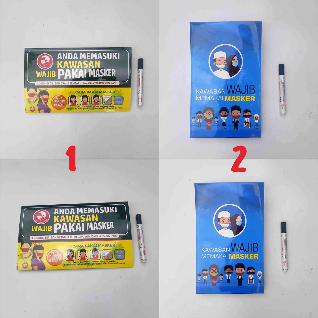 Sticker Waterproof Stiker New Normal Wajib Pakai Masker, Stiker Wajib Pakai Masker, Stiker Prokes