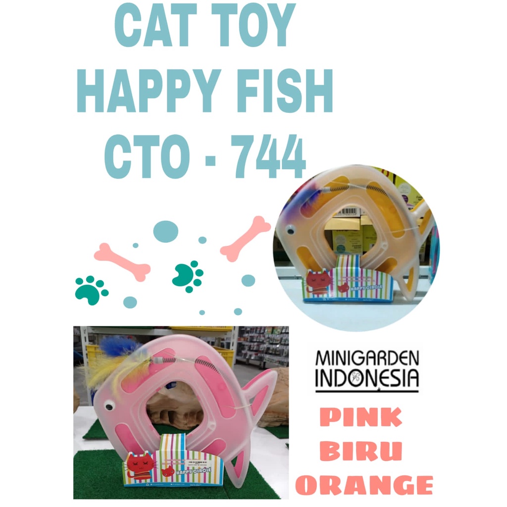 MAINAN KUCING HAPPY CIRCLE BENTUK FISH CTO 744 stick bulu mainan interaktif cat toy cat teaser