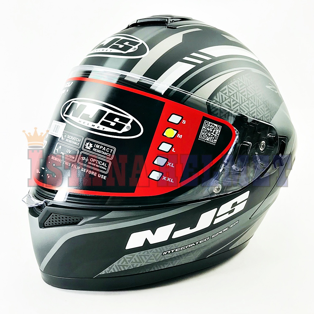 HELM NJS ZX-1 SPECTER BLACK DOFF / SILVER FULL FACE DOUBLE VISOR