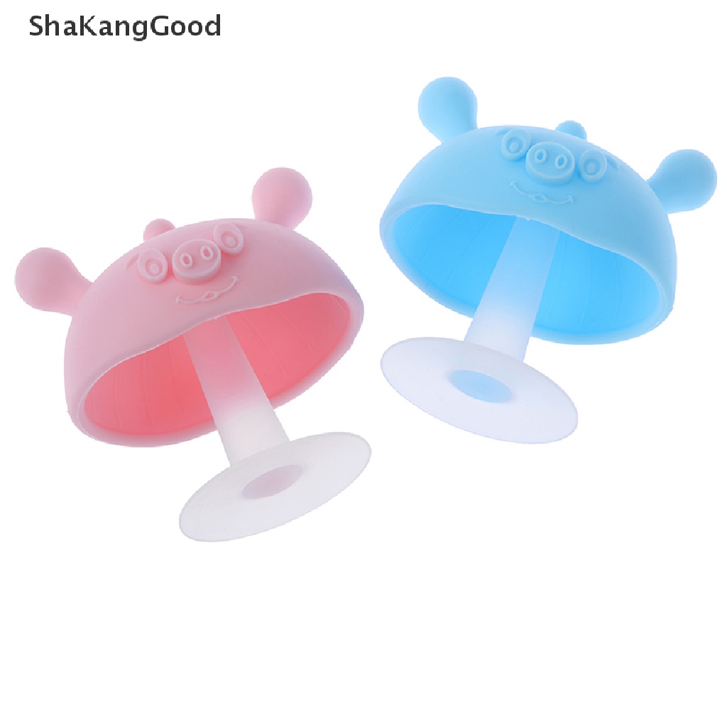 Skid Mainan Teether Bentuk Jamur Kartun Multifungsi Bahan Silikon Untuk Bayi