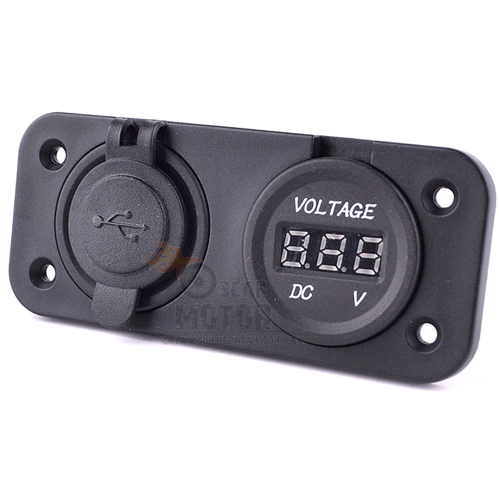 Voltmeter Plus USB volt meter Digital Meteran Pengukur aki charger HP Motor Universal motor