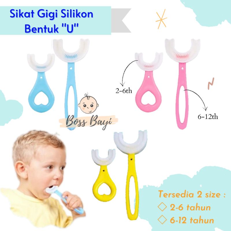 Sikat Gigi Anak Balita Bahan Silikon Bentuk U / Training Toothbrush U-Shape - Tooth Cleaning Mousse / Pasta Gigi Anak