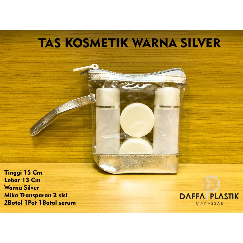 TAS KOSMETIK  / POUCH KOSMETIK WARNA SILVER