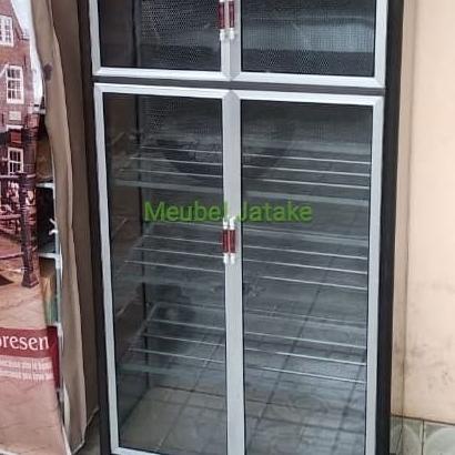 RAK SEPATU SANDAL LEMARI ALUMINIUM FULL KACA RIBEN SPS BESTSELLER1111