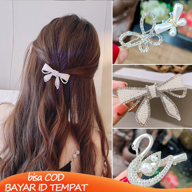 COD Jepit Rambut Mutiara putri dalam pelarian Wanita Elegan Motif Bunga Daisy Jepit Poni Ornamen Aksesoris Rambut Jedai Mini Hair Claw Clips