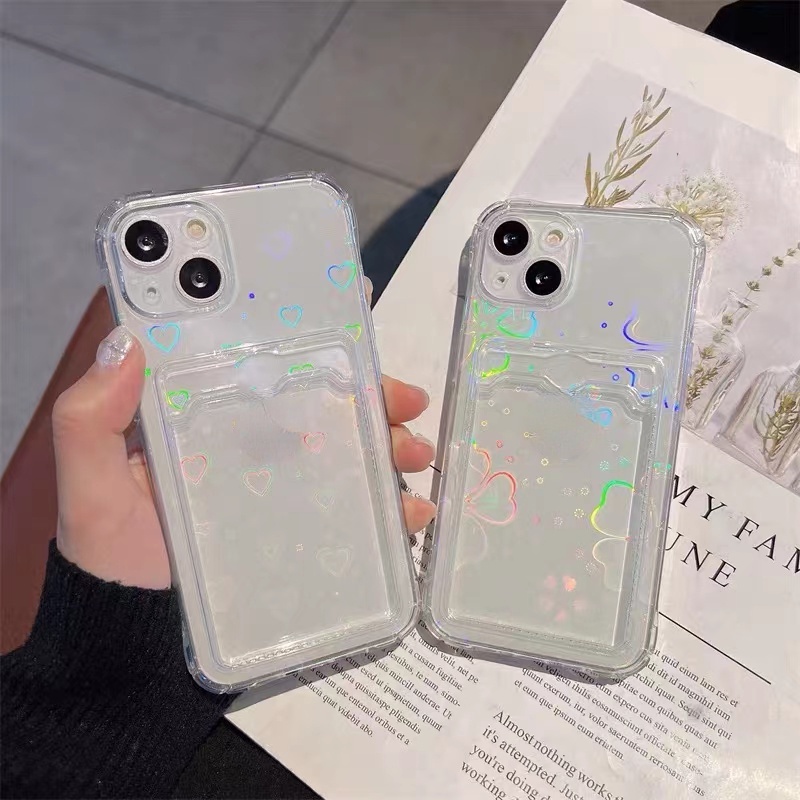 Soft Case TPU Transparan Motif Hati Untuk iPhone 11 12 13 Pro Max 6 6Plus 7Plus 8Plus XR X XS Max