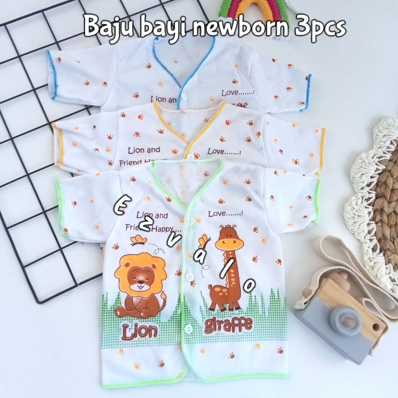 Baju bayi newborn 3 pcs gambar hewan lucu