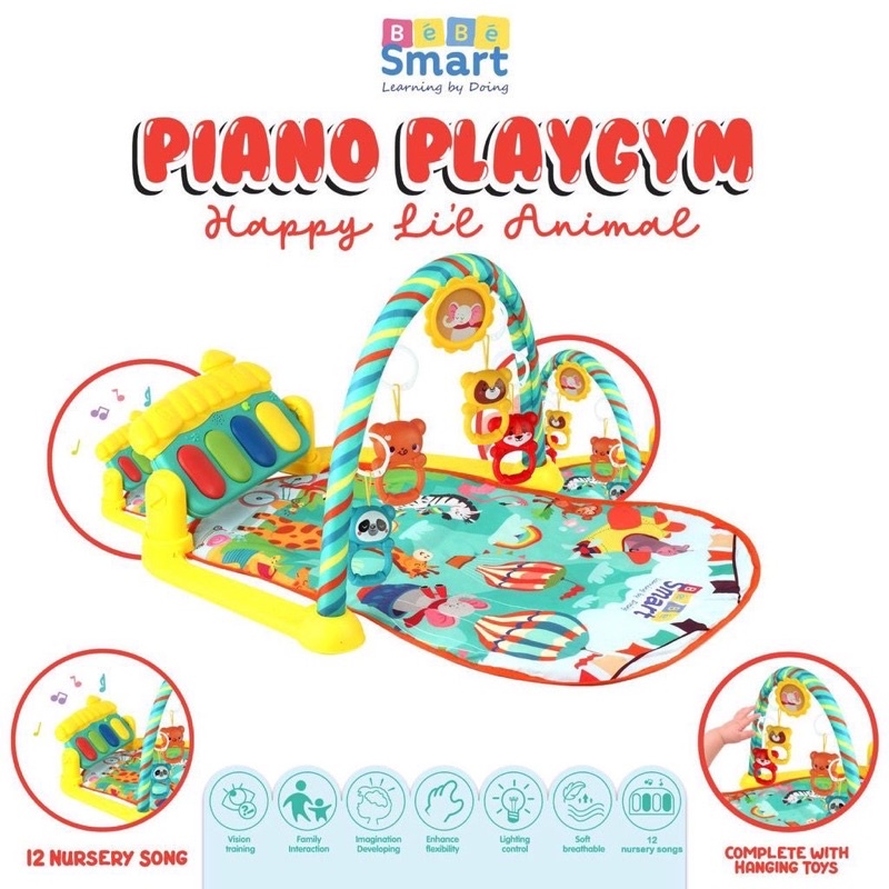 Bebe Smart Piano Playgim Mainan Bayi Piano Sensorik Motorik Playgym Kado Hadiah Bayi lahir Newborn