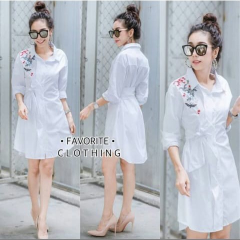 Q- DRESS FAVORITE/ BORDIR LENGAN PANJANG/ TERBARU