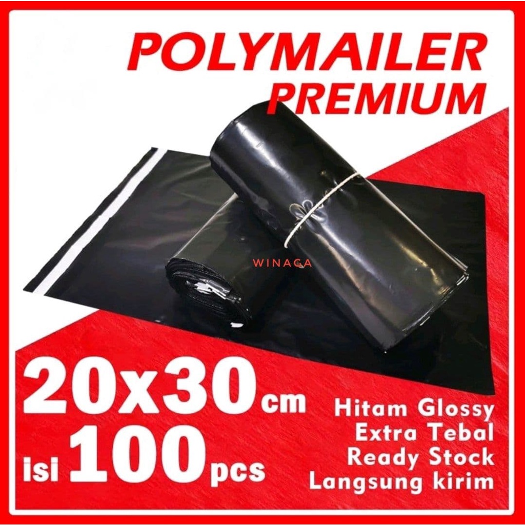 WINAGA PLASTIK POLYMAILER PEREKAT 20X30 CM ISI 100PCS / PLASTIK PACKING ONLINE SHOP / KANTONG POLYMAILER PEREKAT GLOSSY