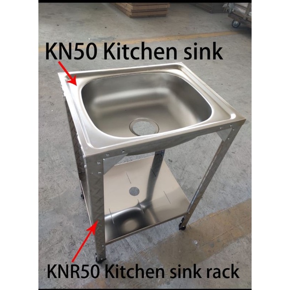 BAK CUCI PIRING PORTABLE WASTAFEL STAINLESS RAK KAKI 50CM