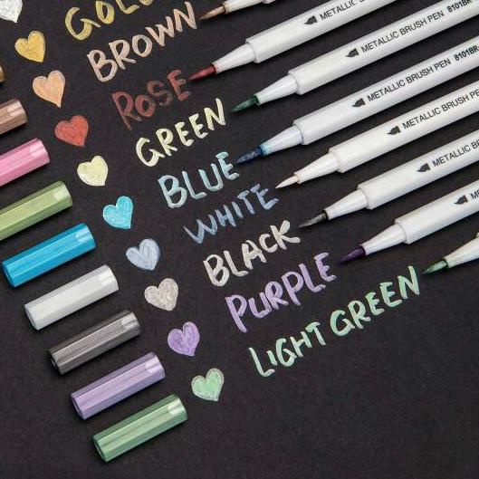 

READY ✅STA Metallic Brush Pen Set 10|SQ5