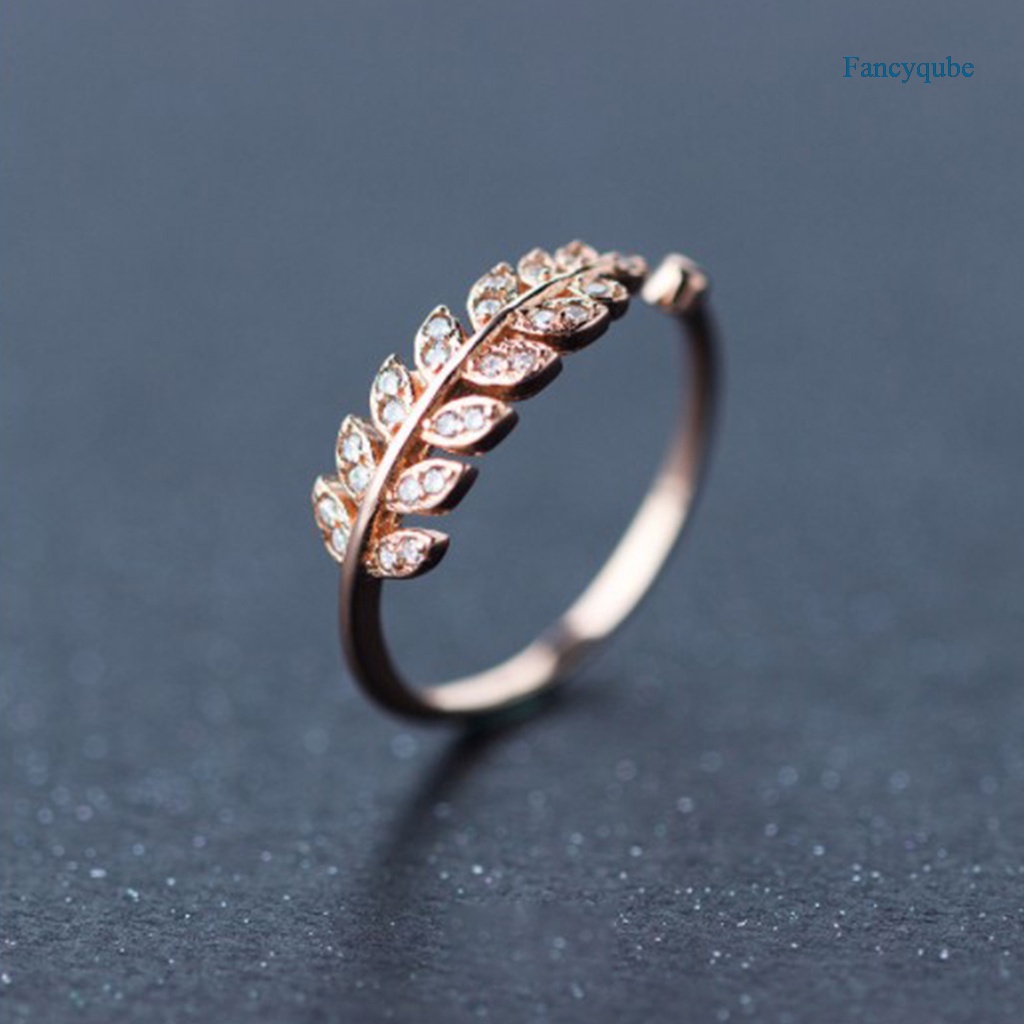 Fancyqube Cincin Plating Rose Gold / Silver Desain Bunga Hias Cubic Zirconia Untuk Wanita