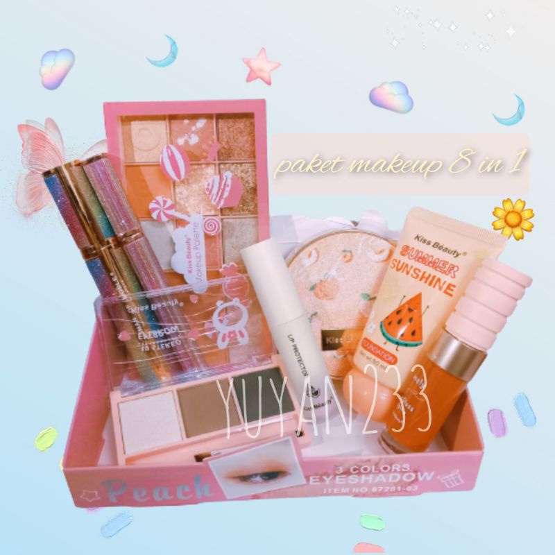 PROMO!!!PAKET MAKE UP SET 8 IN 1 PEACH