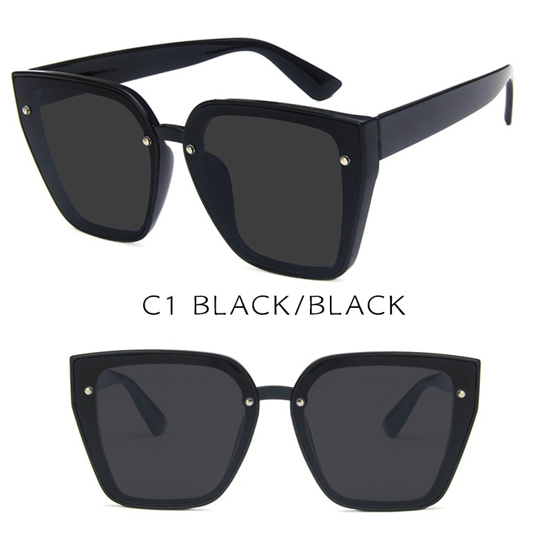 (YUZHU) Bayar di Tempat Korean Design Retro Square Kacamata Hitam Wanita/Pria Trendy Sunglasses Women/Men