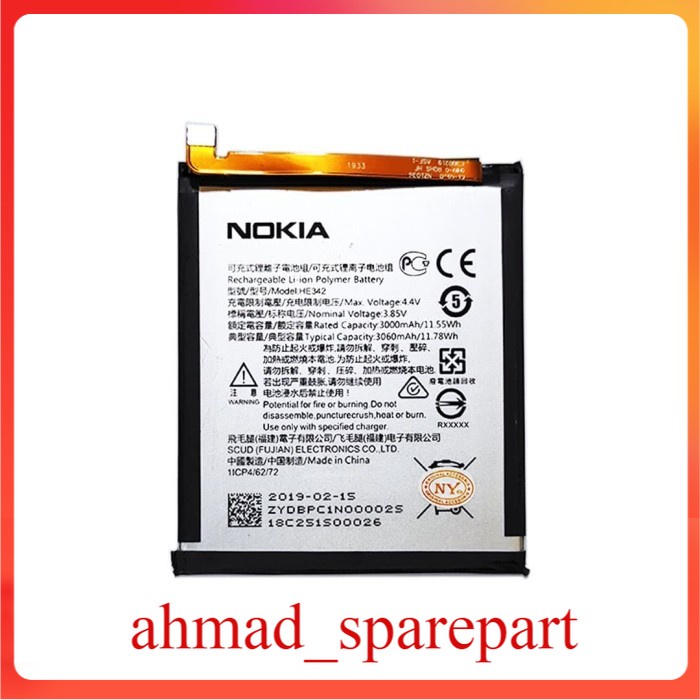 BATRE BATERAI NOKIA 6.1+ PLUS HE342 SPAREPART ORIGINAL