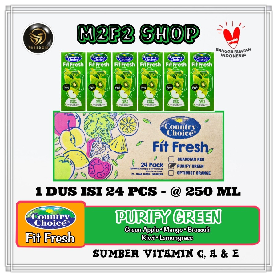 Jus | Juice Country Choice Fit Fresh Purify Green - 250 ml (Kemasan Karton)