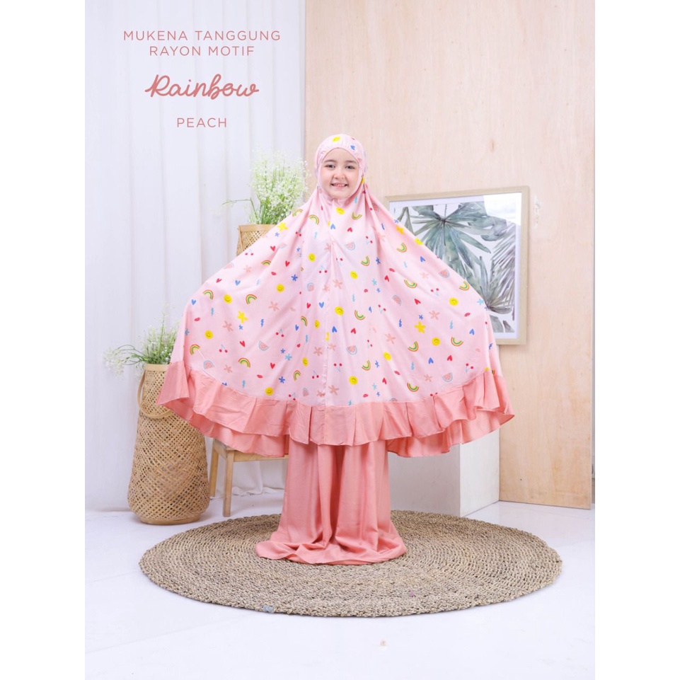 MUKENA BALI TASIK - MUKENA ANAK TANGGUNG RAYON MOTIF RAINBOW