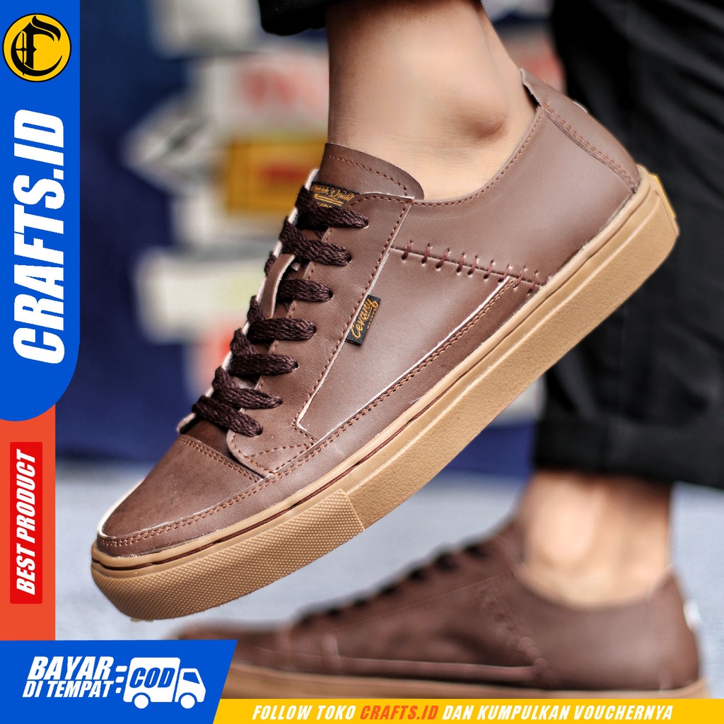 Sepatu Sneakers Pria Sepatu Casual Pria Kulit Asli Sepatu Kerja Kuliah Kondangan Sepatu Hitam Pria CRAFT DANTEZ