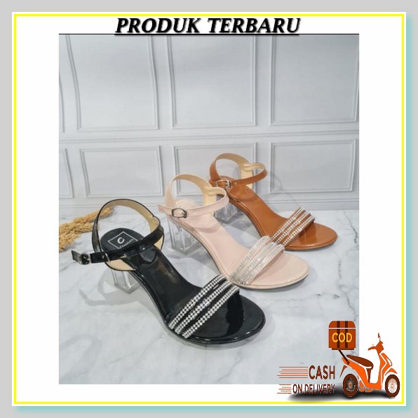 Sandal Hak High Heels Import Wanita Kaca Kokop Tali Belakang R 77 Hils Sendal Hels D4 53 Zara Highee