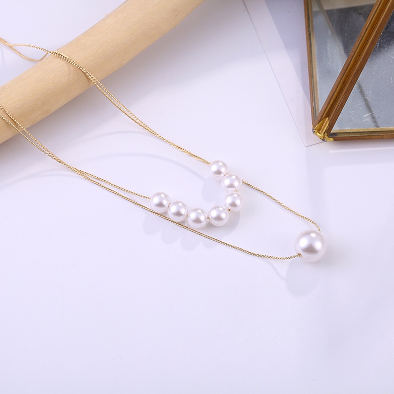 Jepang dan Korea double-layer pendek kalung mutiara wanita online influencer kalung leher aksesoris