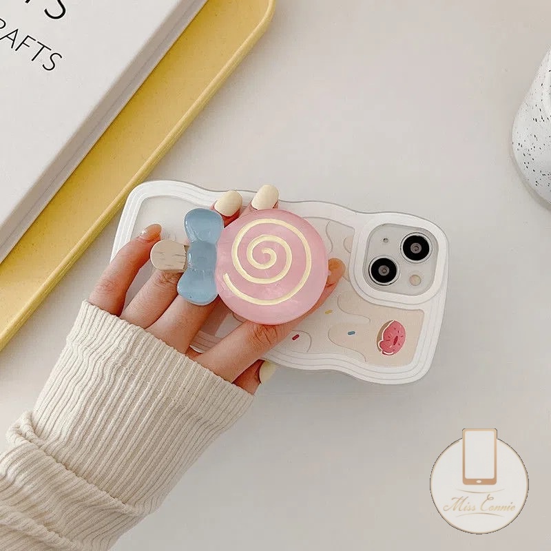 Redmi 12C 9C 9 10 9T 9A 10A A1+10C Mi 11T M3 Pro X3 Redmi Note10 11 Pro+10s 9 9Pro 8 11s Note 10 Pro Max Plus Bingkai Gelombang Es Krim Melt Manis Lucu Permen Stand Holder Case/Tempat Dudukan Stand Holder