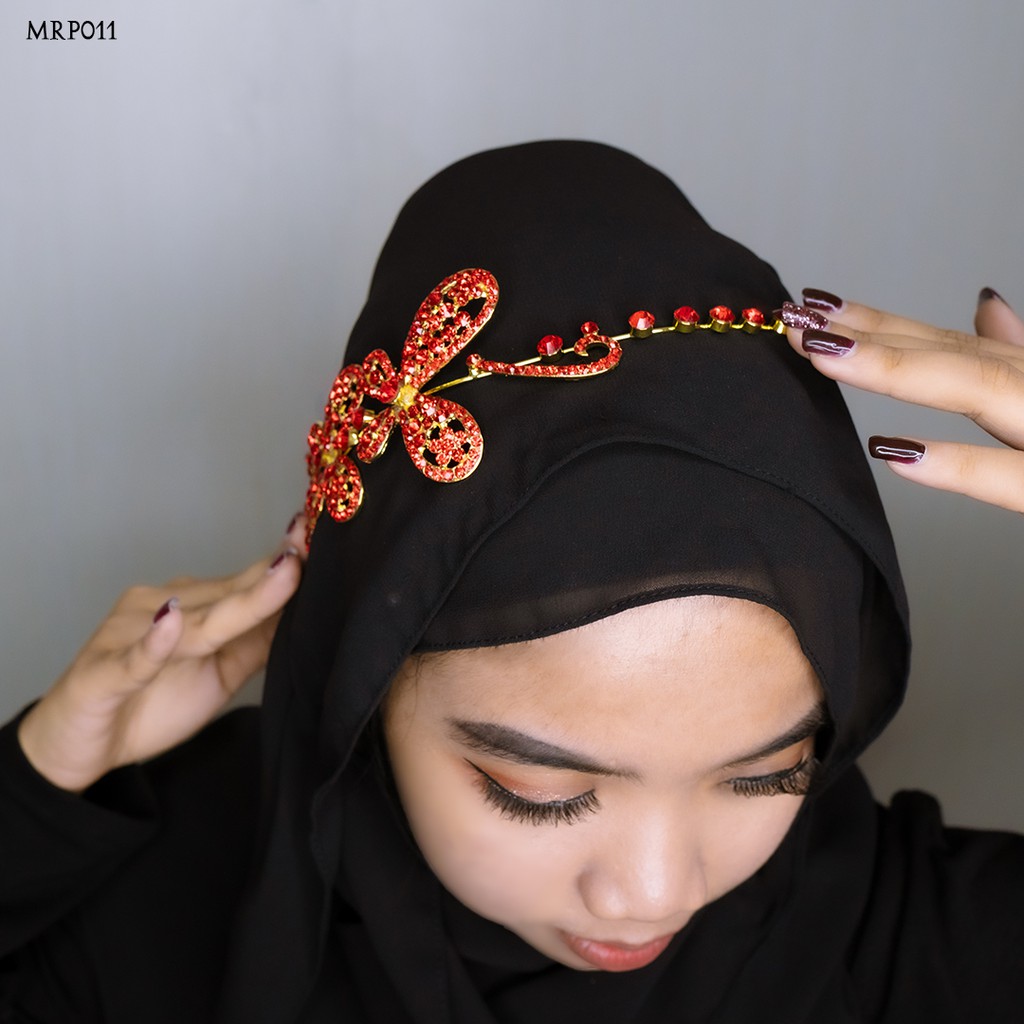 [ORDER SEKARANG] TIARA KUPU HIJAB PREMIUM ASESORIS PESTA MERAH MRP011