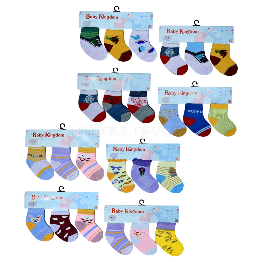 3in1 Kaos Kaki Bayi 0-6Bulan KKA-513 Baby Sock Sarung kaki Bayi Perempuan Laki Laki Baru Lahir Motif Karakter Lucu Pelindung Kaki bayi Kaos Kaki Bayi Cewek Cowok