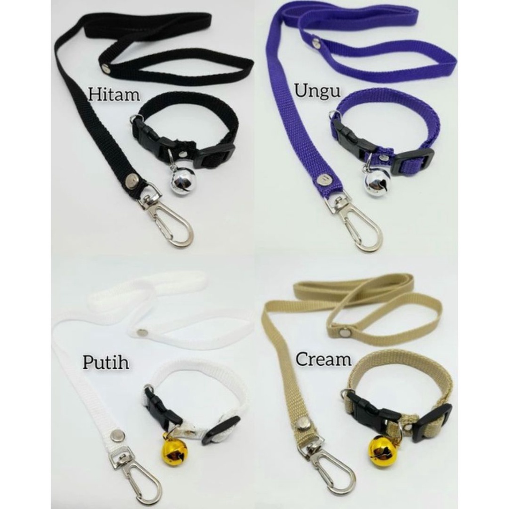 Kalung Kucing + Tali Tuntun Polos FEFARM