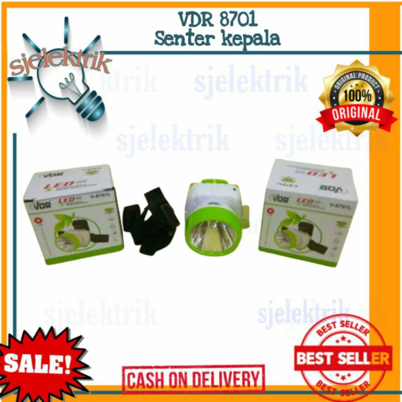 Senter Kepala LED VDR 1 MATA CHARGE Isi Ulang Bagus Ringan Terang 8701 BAGUS