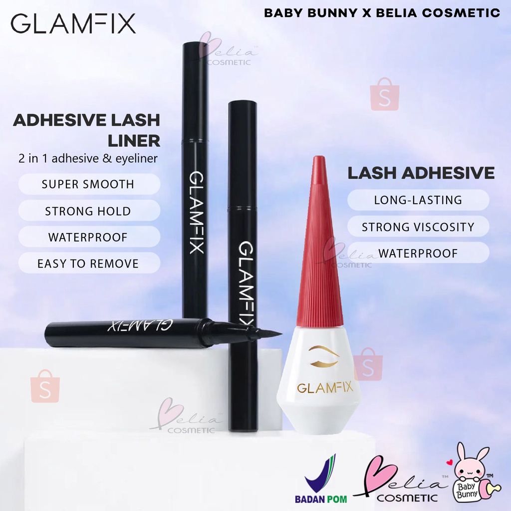 ❤ BELIA ❤ GLAMFIX Adhesive Lash Liner | Lem Bulu Mata 2in1 bisa untuk Eyeliner | GLAM FIX Alat Kecantikan Makeup YOU | BPOM