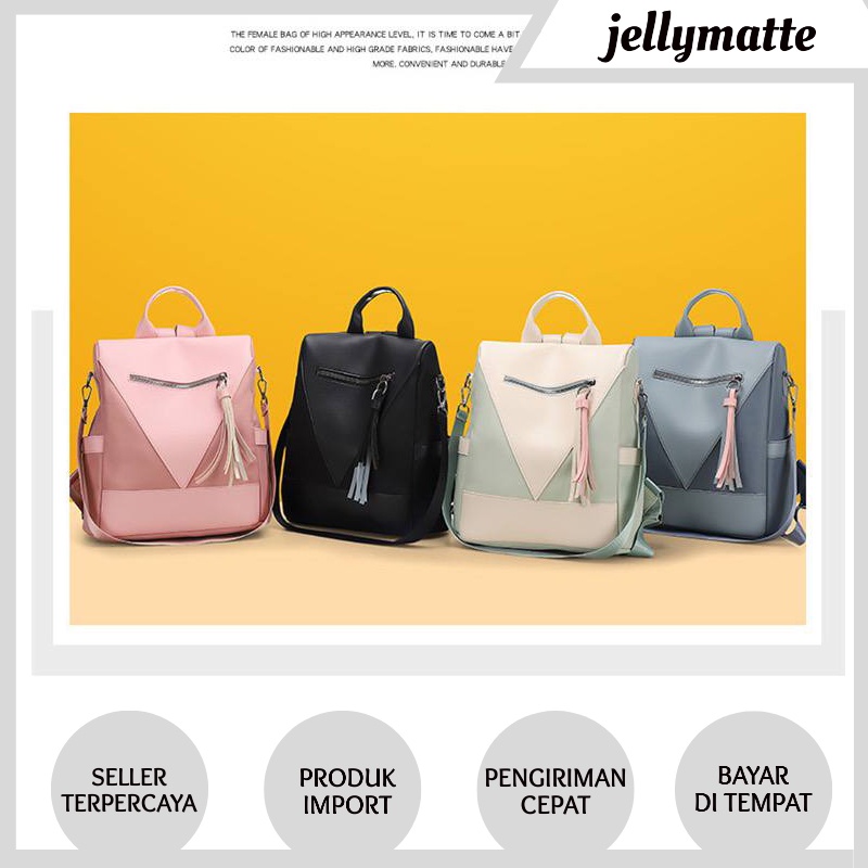 TAS RANSEL BACKPACK WANITA FASHION KOREA MULTIFUNGSI IMPORT 3229 ANTI AIR SEKOLAH KULIAH KERJA WEEK JAKARTA