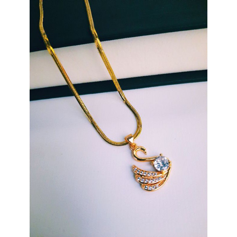 kalung titanium gold belut plus liontin angsa