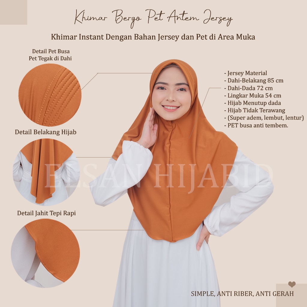 jilbab Khimar Jersey hamedah Pet Antem size L