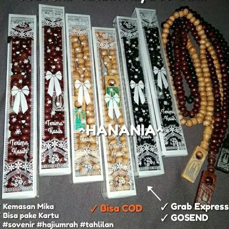 Tasbih Mika Souvenir Pernikahan Khitanan Tahlilan 40 Hari Haji Umrah Kemasan Mika Motif