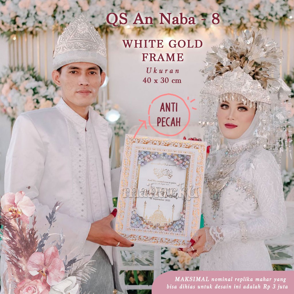 MAHAR PERNIKAHAN Bingkai UKIR EMAS Tema Islami Ukuran 30x40