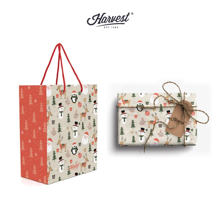 

✨ BISA COD ✨ Paket Paper Bag & Kertas Kado Natal Harvest Wrap Kit - Joyland Penguin