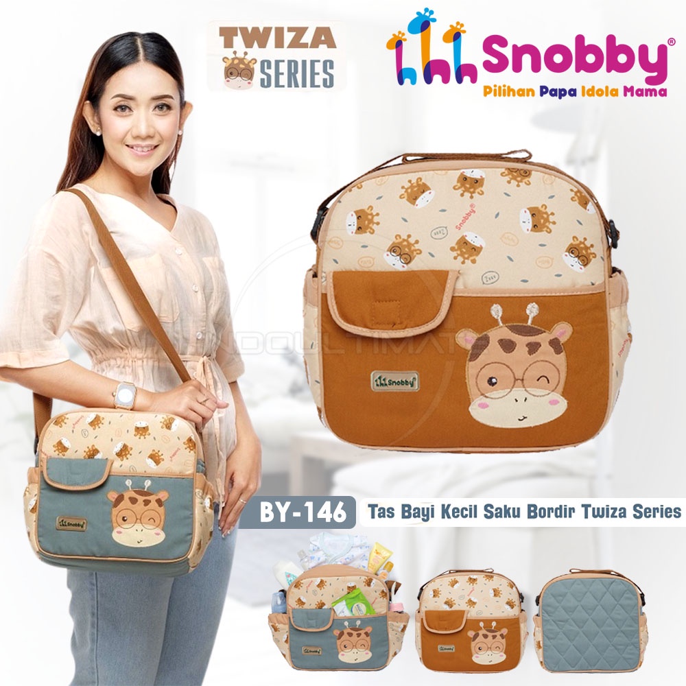 Tas Bayi BY-146 Motif Bordir SNOBBY (Small) Tas Popok Bayi TWIZA SERIES Tas Perlengkapan Bayi Tas Diaper Bayi Diaper Bag Mommy Bag Tas Botol Susu Bayi Tas Popok Bayi