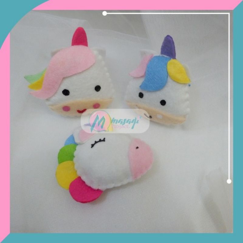 Aplikasi boneka flanel custom unicorn stitch ukuran besar