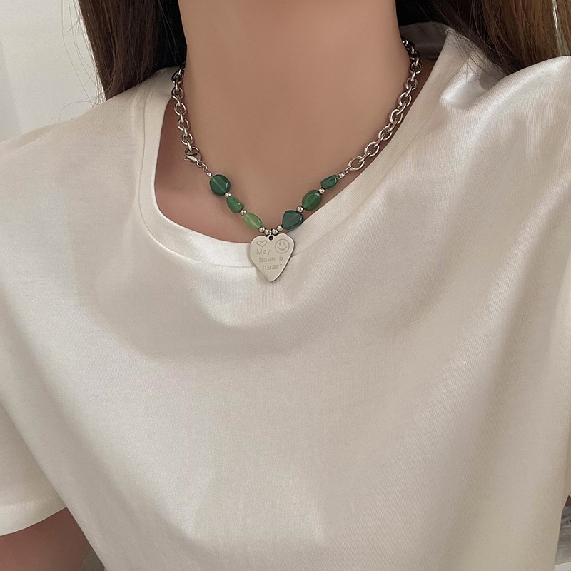 Stone Letter Love Necklace Accessories Clavicle Chain Korean Fashion Temperament