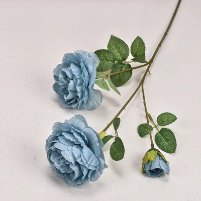 PEONY ARTIFICIAL BUNGA PEONY ARTIFISIAL ECER PER TANGKAI 3 CABANG BUNGA PALSU IMPORT PREMIUM-Haze Blue