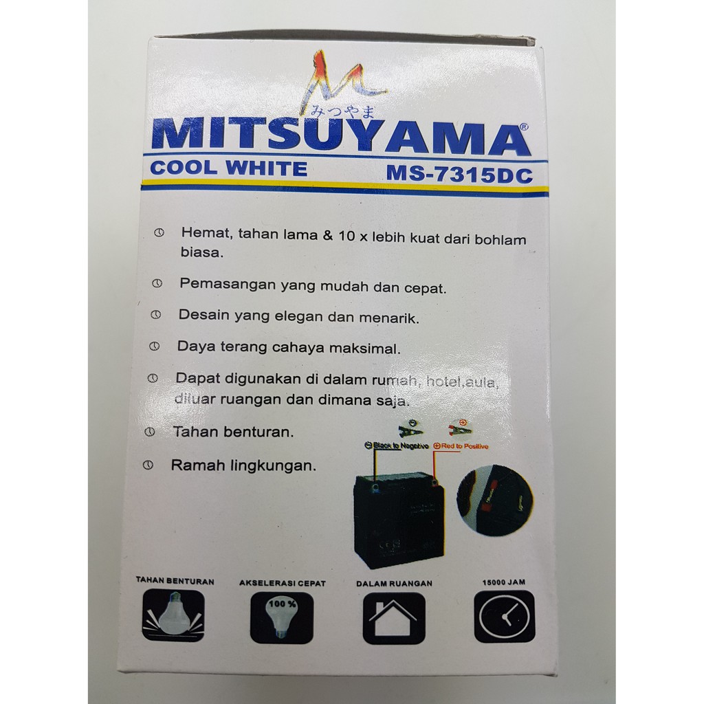 Lampu Led DC 12v MITSUYAMA 15w - Model Lansung Jepit ke Baterai / aki