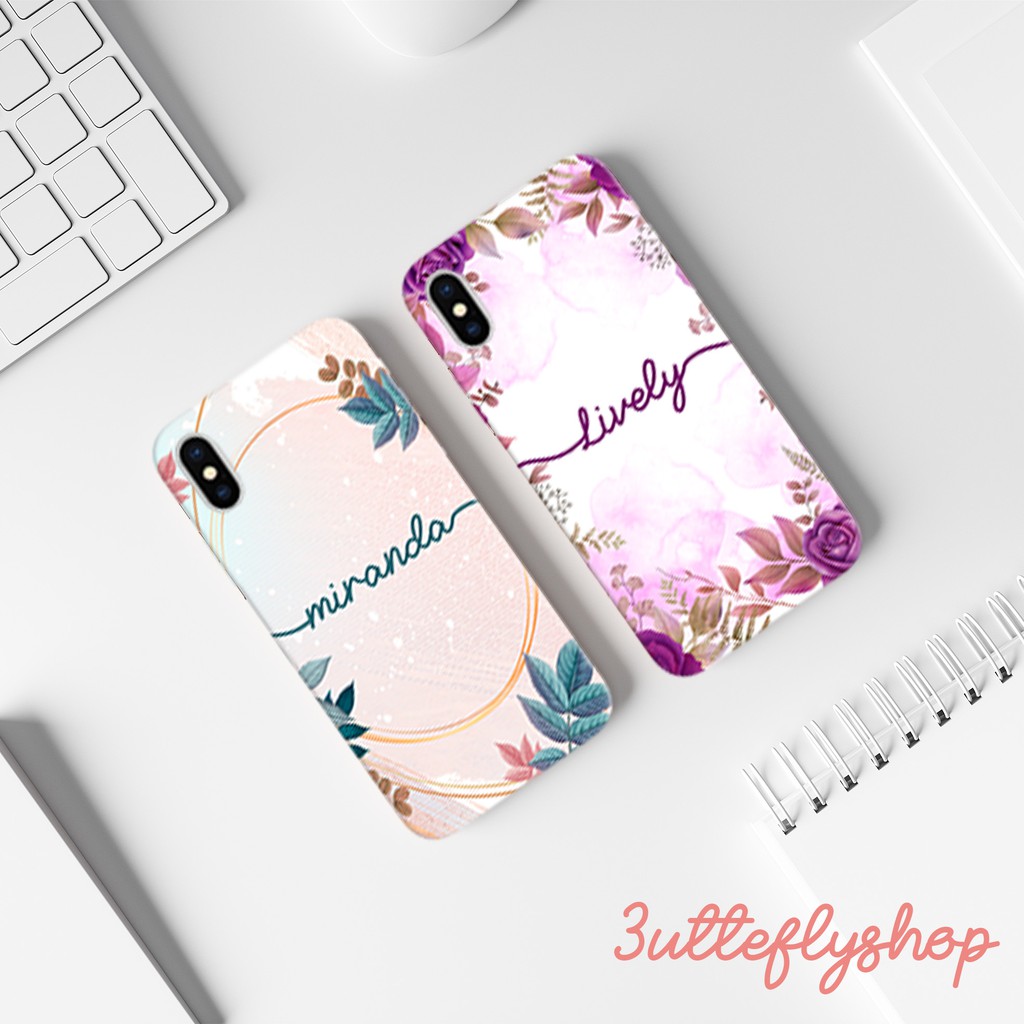 [SILIKON] FLoral Flower bunga tambah nama gratis oppo vivo realme reno redmi samsung iphone meizu