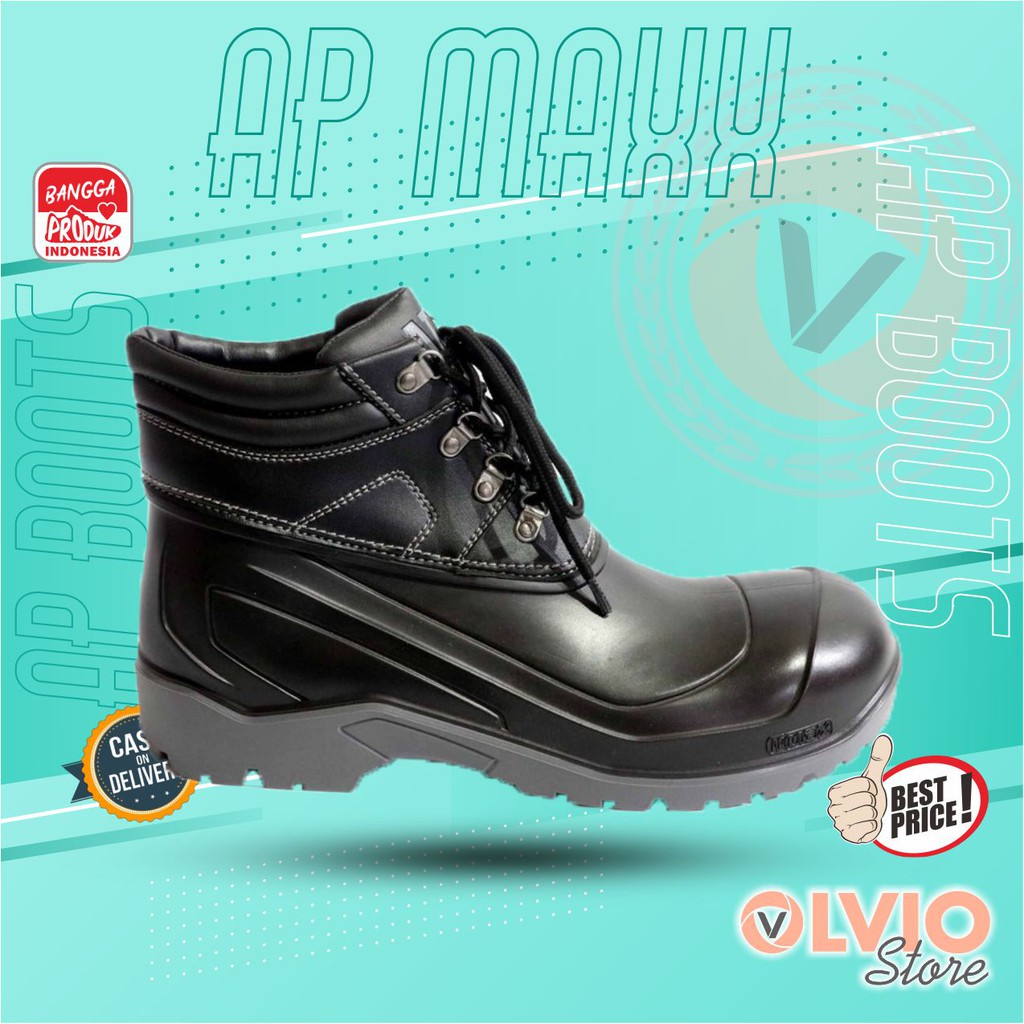 AP MAXX 39-43 BLACK - SEPATU SAFETY PRIA KARET - AP BOOTS