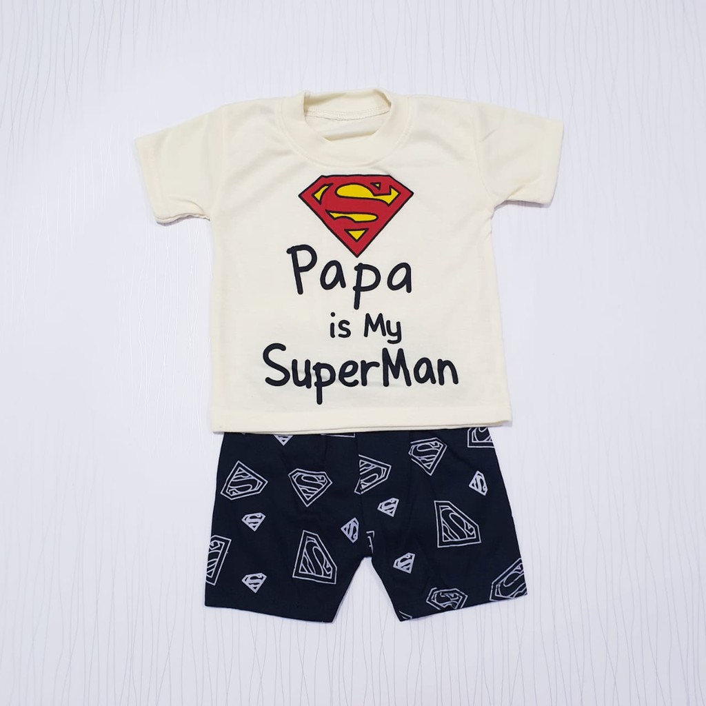 setelan anak cowo papa is my superman pakaian anak baju anak