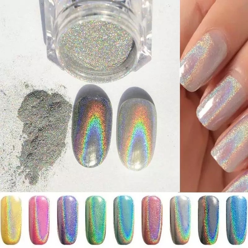 BUBUK HOLOGRAM SILVER HIASAN NAIL ART