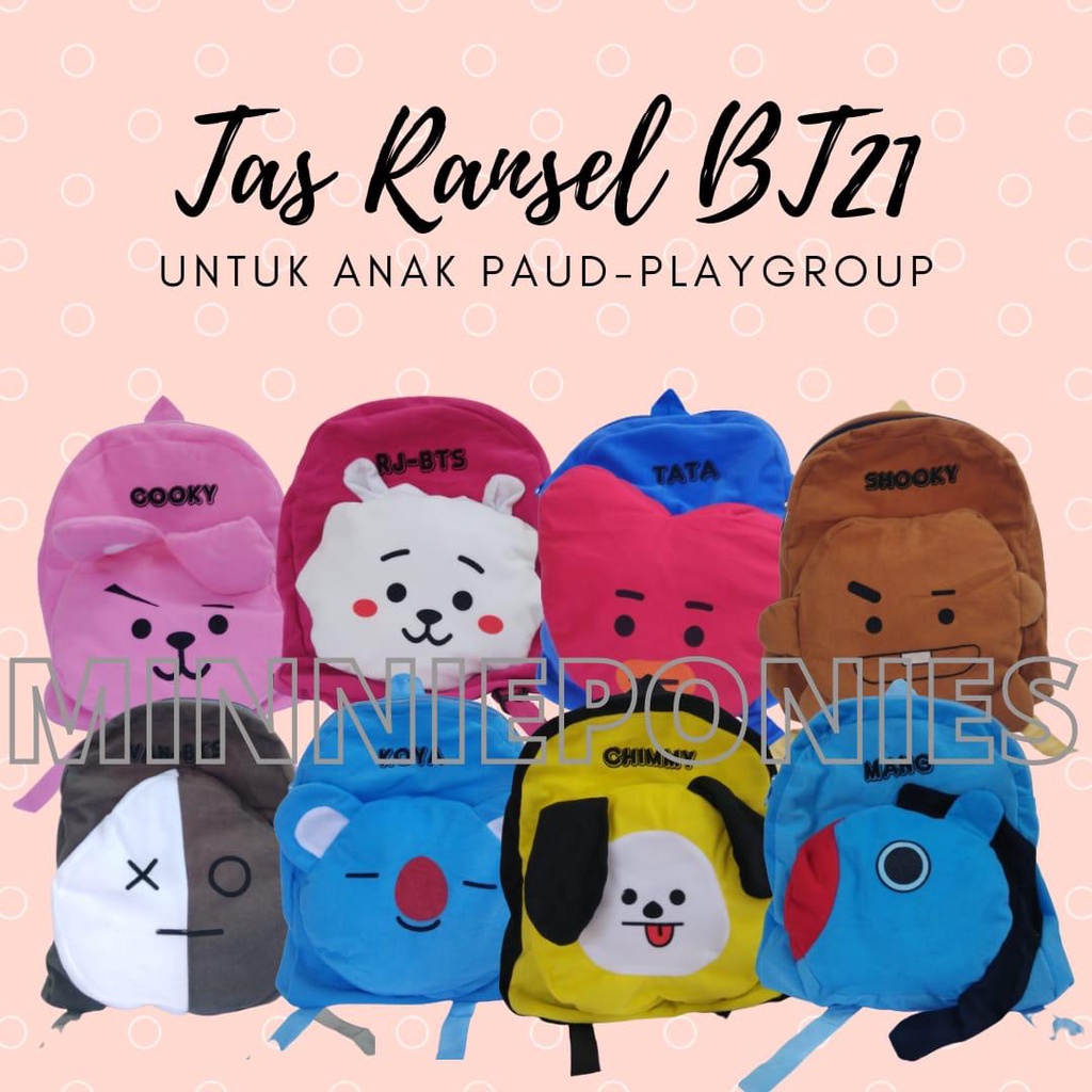 RANSEL SEKOLAH ANAK KARAKTER BT21 BTS KPOP KOREA / TAS ANAK BT21 CHIMMY CHOOKY VAN RJ TATA SHOOKY